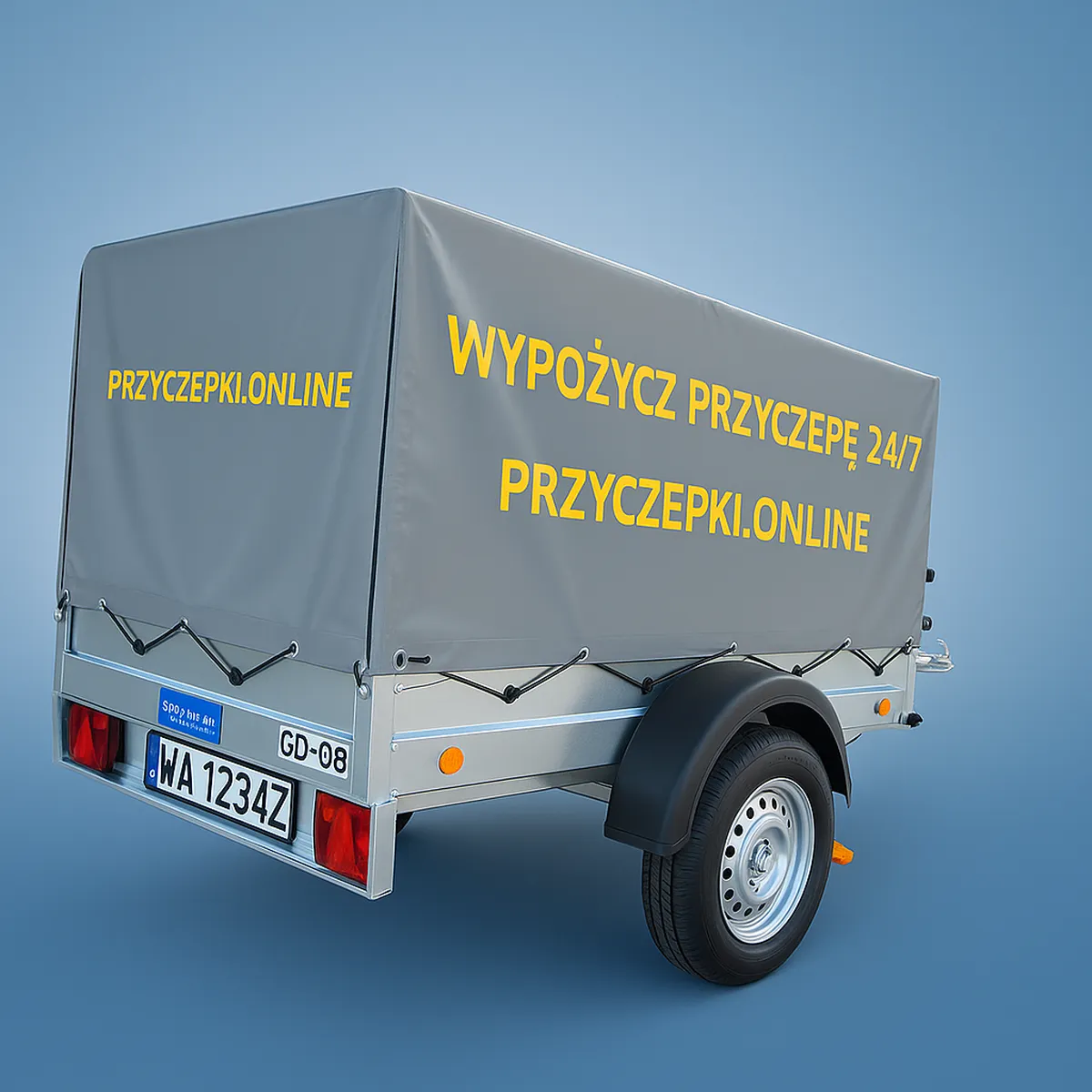 przyczepa samochodowa z kiprem do wynajmu